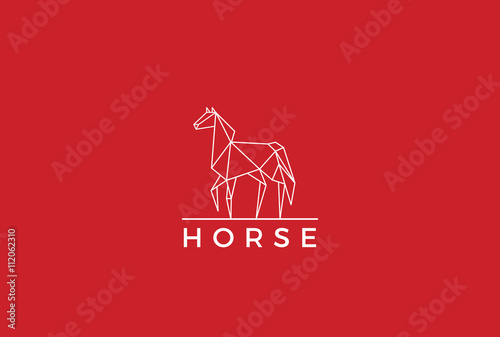 Fotografía Polygonal Horse Logo abstract design vector linear Equestrian