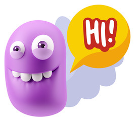 3d Illustration Laughing Character Emoji Expression saying Hi wi