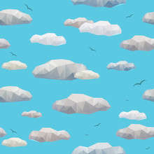 Low Poly Clouds Seamless Pattern