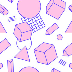 Poster - Geometric trendy 80s retro seamless pattern