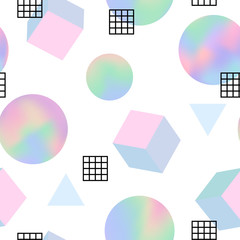 Poster - Geometric trendy 80s retro seamless pattern