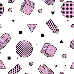 Poster - Geometric trendy 80s retro seamless pattern