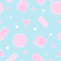 Poster - Geometric trendy 80s retro seamless pattern
