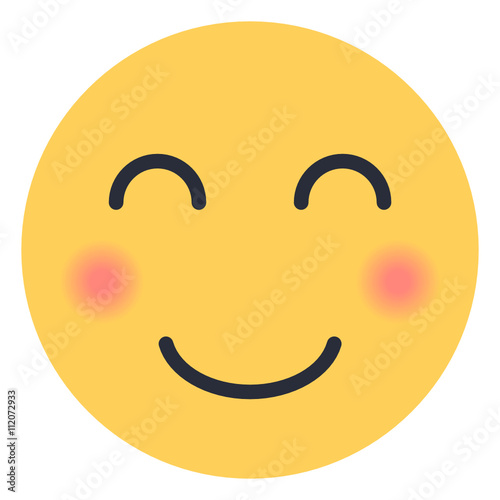 Blush smiley face Flat Emoticon design Emojilicious Stock Vector
