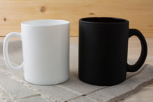 White And Black Coffee Mug Mockup