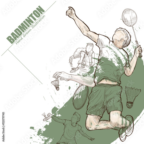 Obrazy Badminton   ilustracja-badmintona-wyciagnac-reke-plakat-badmintona-sport-tlo