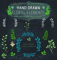 Wall Mural - hand-drawn floral elements