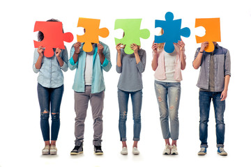 Wall Mural - Young people with puzzles