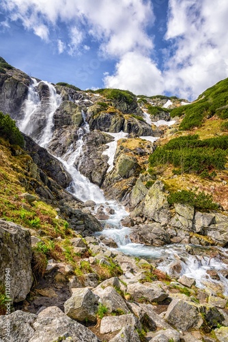 Nowoczesny obraz na płótnie Mountain waterfall Siklawa in Polish Tatra