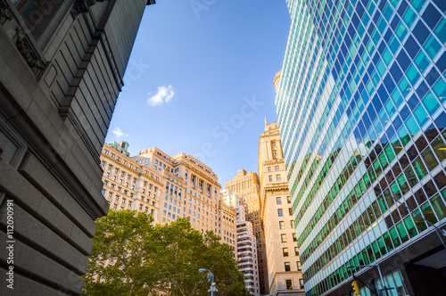 Zdjęcie XXL W górę widok w dzielnicy finansowej, Manhattan, Nowy Jork