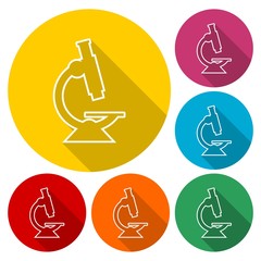 Sticker - Microscope icons set with long shadow