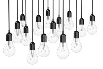 Aufkleber - Ideas Concept. Many Light Bulbs. 3d Rendering