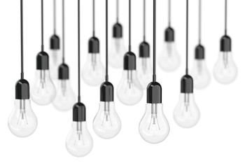 Aufkleber - Ideas Concept. Many Light Bulbs. 3d Rendering