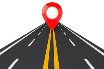 Poster - Road Path with Red Pointer. 3d Rendering