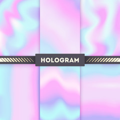 Poster - Rainbow colored hologram vector background set. Colored hologram rainbow and gradient hologram decorative with blurred multicolor illustration