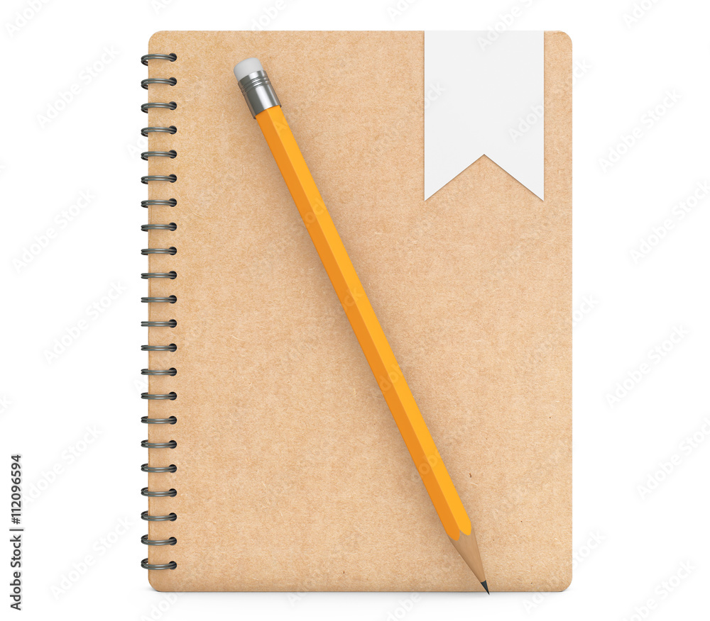 Personal Diary or Organiser Books with Pencil. 3d Rendering