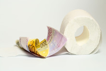 Euro Banknote And Toilet Paper