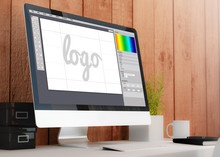 Modern Workspace With Computer Graphic Design
