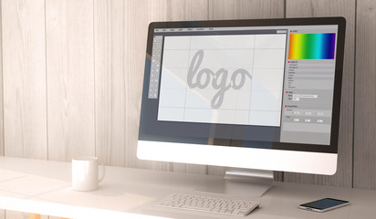 Fototapete - desktop computer graphic design