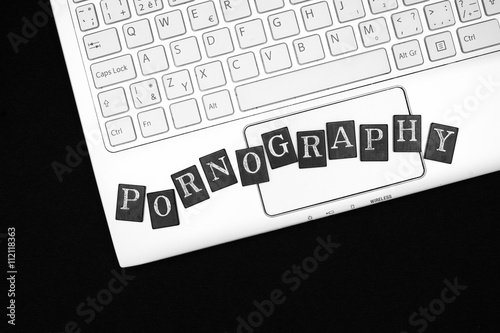 Porn and pornography - keyboard of laptop with letters ...