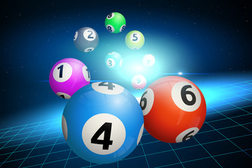 Wall Mural - Bingo Balls on a Blue Background. Vector illustration