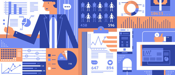 Statistic business flat background