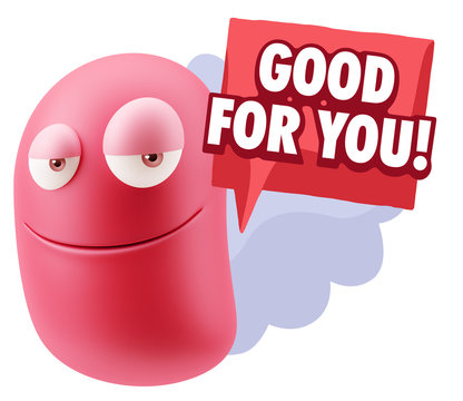3d Rendering Smile Character Emoticon Expression saying Good For