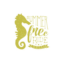 Summer Holydays Vintage Emblem With Seahorse