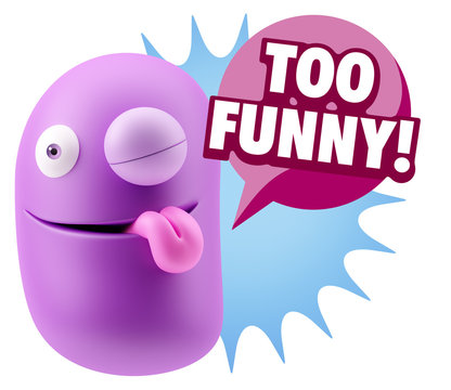 3d Rendering Smile Character Emoticon Expression saying Very Fun