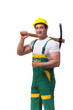 © Elnur - Man in green coveralls with axe isolated on white