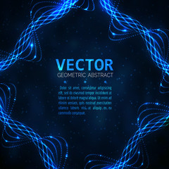 Wall Mural - Abstract glowing spiral. Vector particles lights. Abstract dark background. Abstract blue lines.