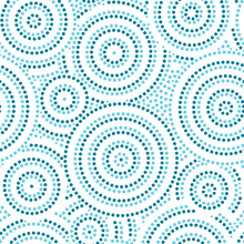 Blue And White Australian Aboriginal Geometric Art Concentric Circles Seamless Pattern, Vector