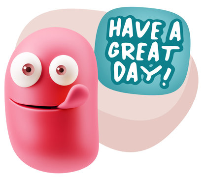 3d Rendering Smile Character Emoticon Expression saying Have A G