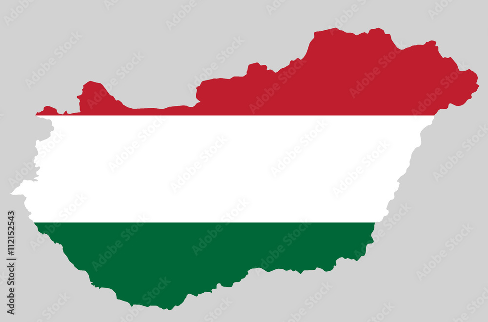Vector Hungary topographic map. Hungary flag on borders of the country ...