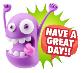 Fototapete - 3d Rendering Smile Character Emoticon Expression saying Have A G