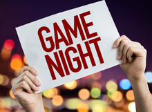 Game Night Placard With Night Lights On Background