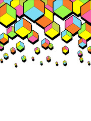 Wall Mural - abstract falling 3d cubes. graphic geometric background. colorful cubes. funny bright colors. hexago