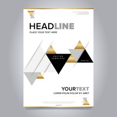 Wall Mural - Gold annual report design template vector. Brochure cover presentation abstract flat background. Leaflet layout. Corporate document.