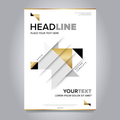 Wall Mural - Gold annual report design template vector. Brochure cover presentation abstract flat background. Leaflet layout. Corporate document.