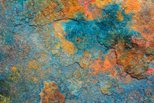 Abstract Background Texture Of Rusty Dirty Iron Metal Plate. Old Rusty Metal. Colorful Rusted Metal For Design With Copy Space For Text Or Image.
