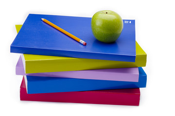 Sticker - books, pencil and apple ready for school