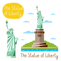 Wall Mural - The Statue of Liberty. Famous world landmarks icon concept. Journey around the world. Tourism and vacation theme. Modern design flat vector illustration.