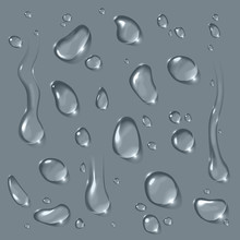 Vector Realistic Isolated Water Drop Set.