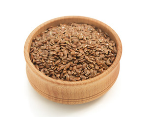 Poster - flax seeds in bowl on white