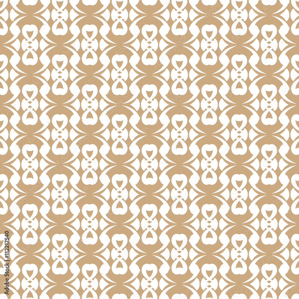 Seamless color pattern with abstract geometric design. Wallpaper style of Art Deco. White and gold ornament.