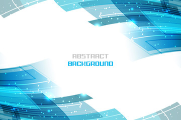 Fototapete - Business vector illustration with blue abstract wavy pattern, glitter and arrows.