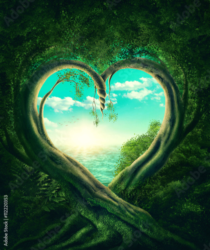 Trees forming a heart Poster Mural XXL