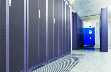 server room with modern communication equipment in the data center