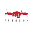 © UVAconcept - freedom concept with barbed wire and hand vector design template