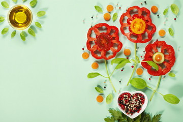 Cute flowers made of fresh organic vegetables